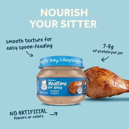 Gerber 2nd Foods Mealtime for Baby Baby Food Chicken & Gravy 2.5 Oz Jar (Pack of 18) Perspective: top
