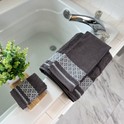 KAFTHAN Textile Plaid Turkish Cotton Bath Towels (Set of 4) Perspective: top