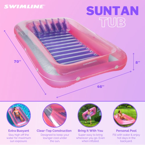 Swimline 70 Swimming Pool Suntan Tub Inflatable Lounge Water Raft