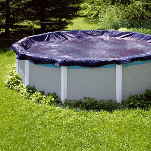 Swimline PCO818 15 Foot Round Above Ground Winter Swimming Pool Cover, Blue Perspective: top