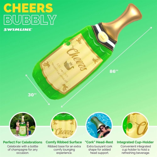 Swimline Giant 86 Inflatable Cheers Bubbly Champagne Pool Float