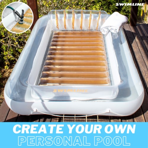 Swimline Luxe Edition Inflatable Suntan Tub Floating Pool Lounger, White & Gold Perspective: top