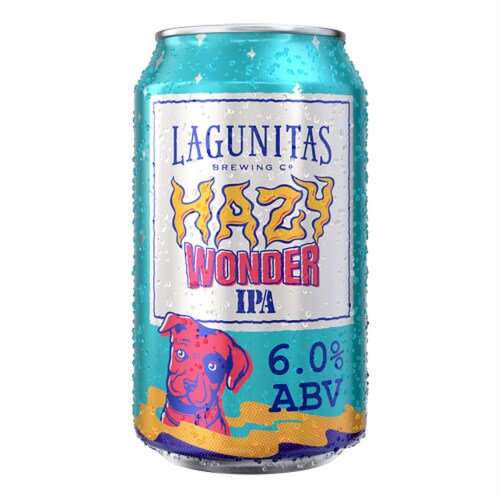 Lagunitas Hazy Wonder IPA Craft Beer Cans Perspective: top