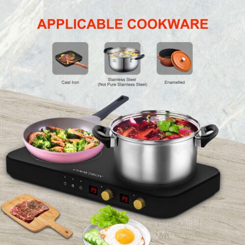 COOKTRON 1800W 230V Portable Double Burner Electric Induction Cooktop w/Griddle, 1 Piece Kroger
