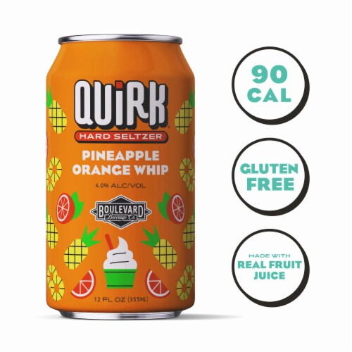Quirk Pineapple Orange Whip Hard Seltzer 6pk Cans Perspective: top