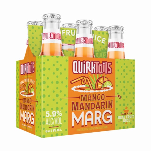 Quirktails Mango Mandarin Margarita FMB 6pk Bottles Perspective: top