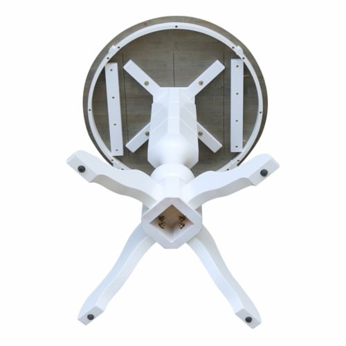 30 in. Round Top Pedestal Bar Height Wood Dining Table in White/Heather Gray Perspective: top