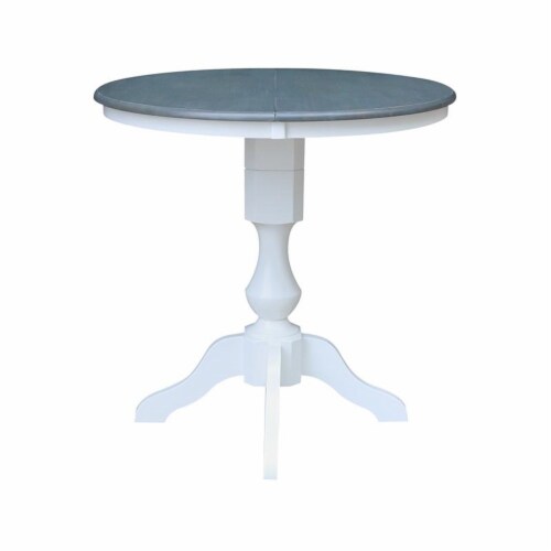 36 in. Counter Height Wood Dining Table with 12 in. Leaf in White/Heather Gray Perspective: top