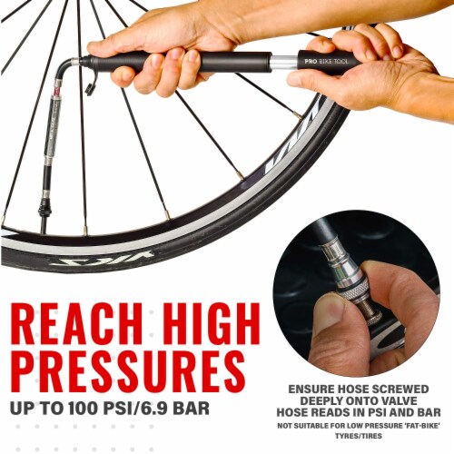 Pro bike tool pump with outlet gauge