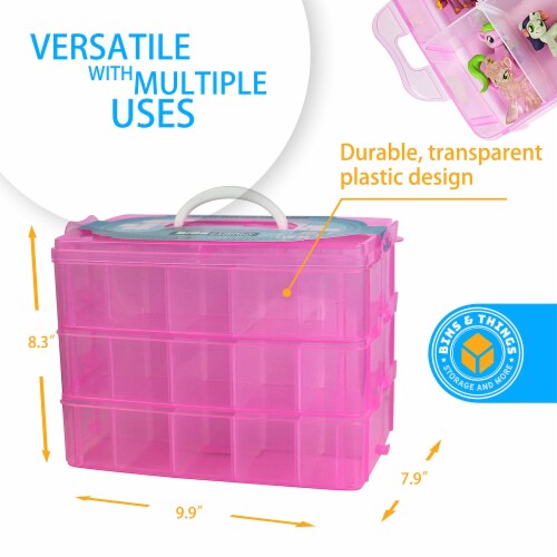 Bins  Things Pink 3-Tier 30 Compartment Stackable Storage Container Perspective: top