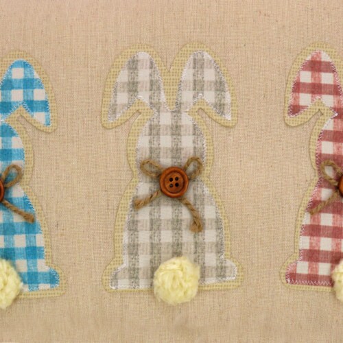 National Tree Company Plaid Bunnies Decorative Pillow, Beige, Easter Collection, 18 Inches Perspective: top