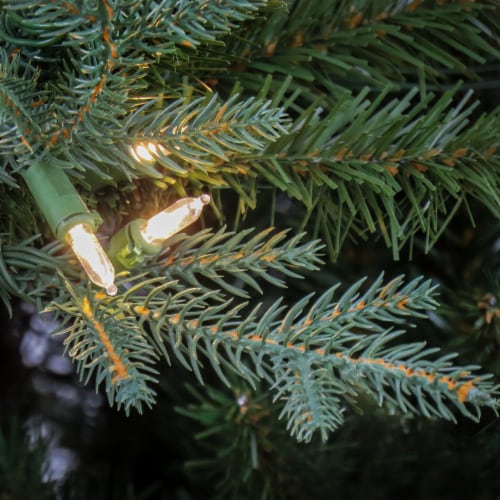 7 1/2' Feel Real® Wenatchee Fir Hinged Tree with Warm White LED Lights Perspective: top