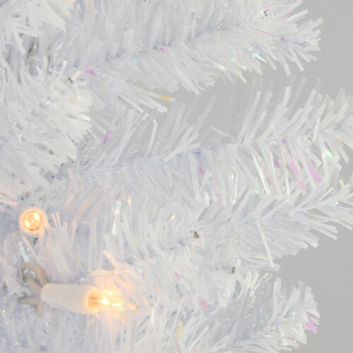 National Tree Company Pre-Lit Artificial Christmas Tree, White Tinsel, White Lights, Includes Perspective: top
