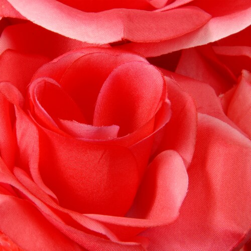 National Tree Company 9 Potted Pink Rose Flowers Perspective: top