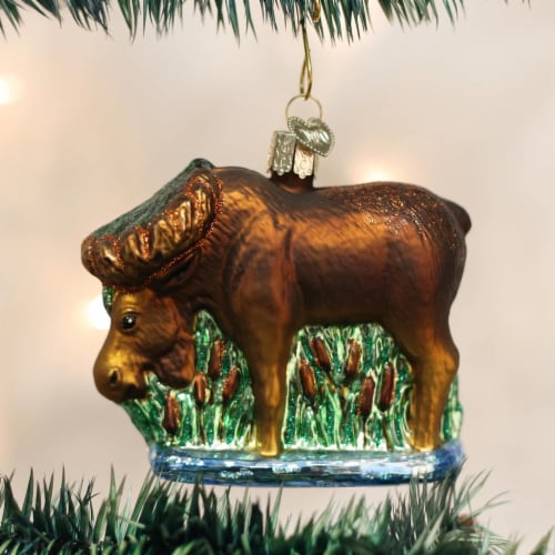 Old World Christmas MUNCHING MOOSE Glass Ornament Wild Life Animal Deer 12135 Perspective: top