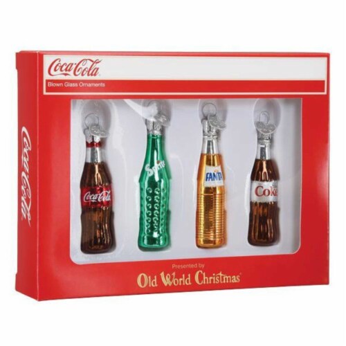 Old World Christmas Coca Cola Mini Beverage Set Glass Sprite Coke Fanta 14030 Perspective: top