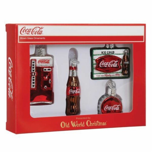 Old World Christmas Coca Cola Mini Diner Set Glass Ice Cold 14031 Perspective: top