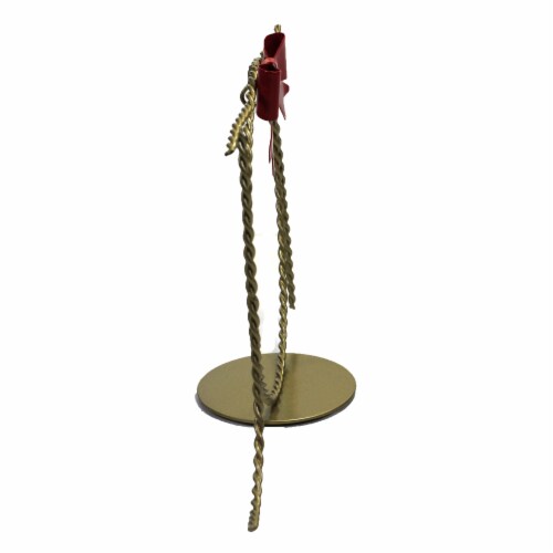 Old World Christmas Joy Ornament Stand Metal Red Bow Displayer 14202 Perspective: top