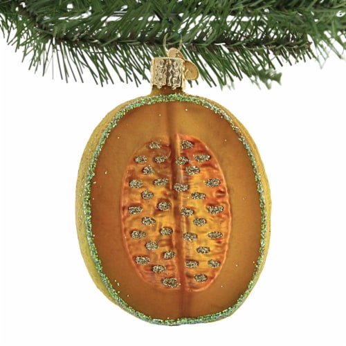 Old World Christmas Cantaloupe Glass Ornament Melon Fruit 28083 Perspective: top
