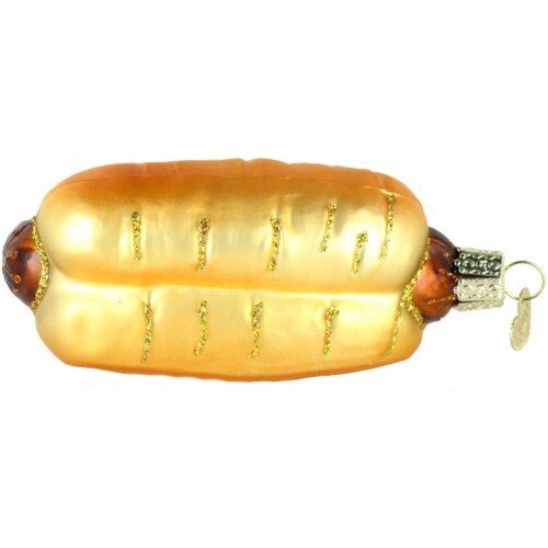Old World Christmas HOT DOG Glass Ornament Fast Food Snack Beef 32050 Perspective: top