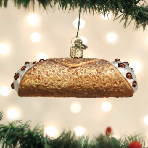 Old World Christmas Cannoli Glass Blown Ornament Perspective: top