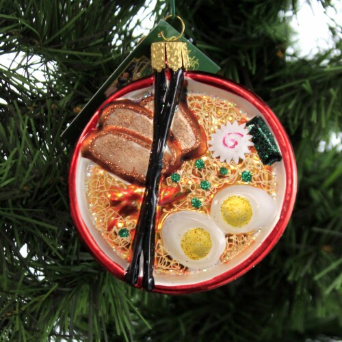 Old World Christmas Bowl Of Ramen Glass Ornament Eggs Chopsticks 32409 Perspective: top