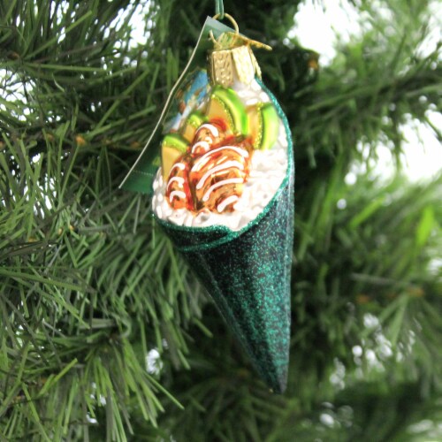 Old World Christmas Sushi Hand Roll Ornament Seaweed Rice 32418 Perspective: top
