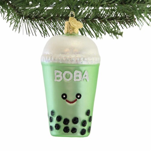 Old World Christmas Boba Tea Glass Pearl Mike Ornament 32534 Perspective: top