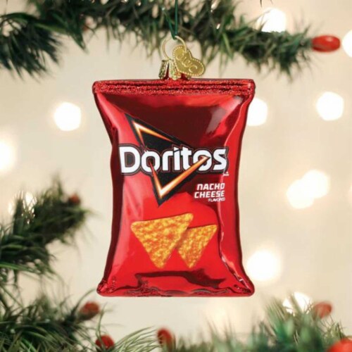Old World Christmas 3 Inches Nacho Cheese Doritos Chip Bag Ornament Snack Food Taco 32559 Perspective: top