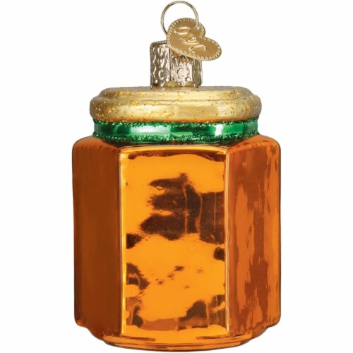 Old World Christmas Glass Blown Jar of Marmalade Ornament, Orange, 3 Perspective: top