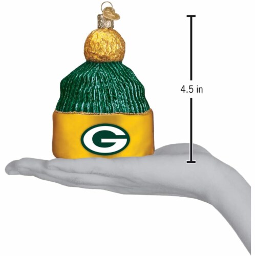 Old World Christmas Green Bay Packers Beanie Ornament For Christmas Tree Perspective: top