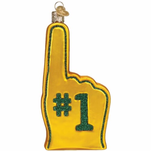 Old World Christmas Green Bay Packers Foam Finger Ornament For Christmas Tree Perspective: top