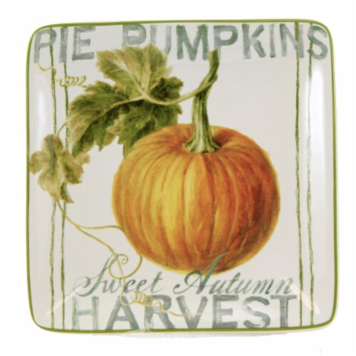Tabletop Autumn Harvest Canape Plate Set Ceramic Thanksgiving Fall St/4 37250 Perspective: top