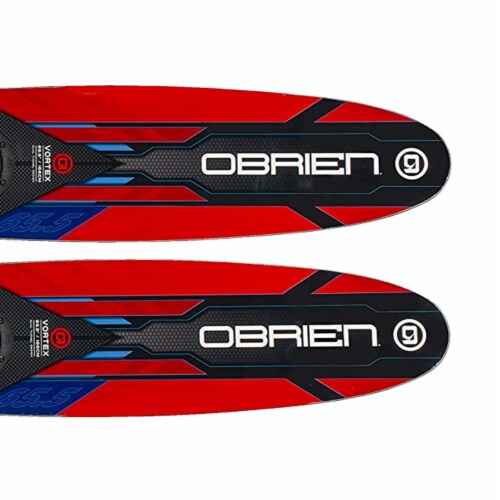 O'Brien Vortex Combo 65.5 In Adult Widebody Water Skis, Men's US 4.5 to 13, Red Perspective: top