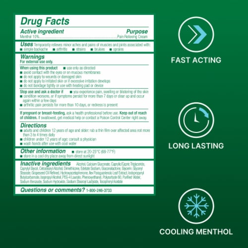 Biofreeze Menthol Pain Relief Cream Perspective: top