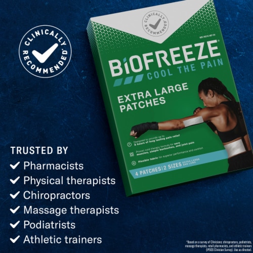 Biofreeze Menthol Back Knee Muscle Joint and ArthritisPain Relief XL Patches Perspective: top