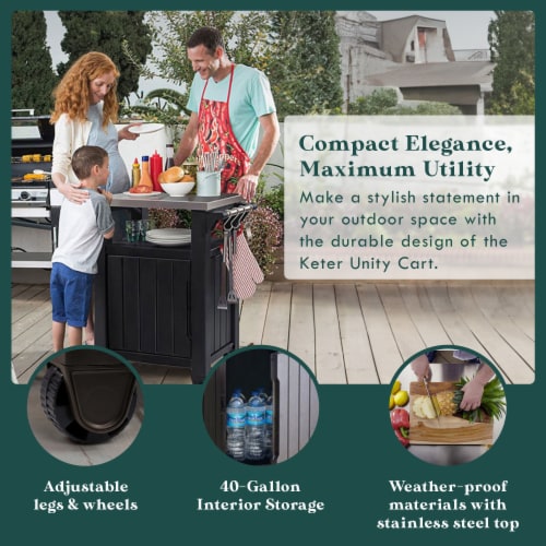 Keter Brown Unity Patio Grilling & Bar Cart Perspective: top