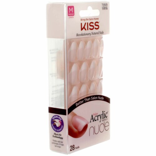 Kiss Salon Acrylic™ Nude Medium Length French Acrylic Nails Perspective: top