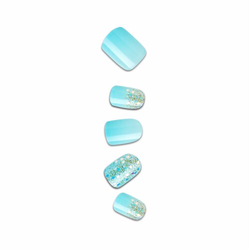 KISS imPRESS No Glue Mani Press On Nails, Mini, Eternity, Blue, Short Squoval, 30 ct Perspective: top