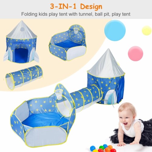 3 In 1 Kids Play Tent Crawl Tunnel Ball Pit Set Foldable Pink Blue 1 3 Years Blue 1 unit Pick n Save
