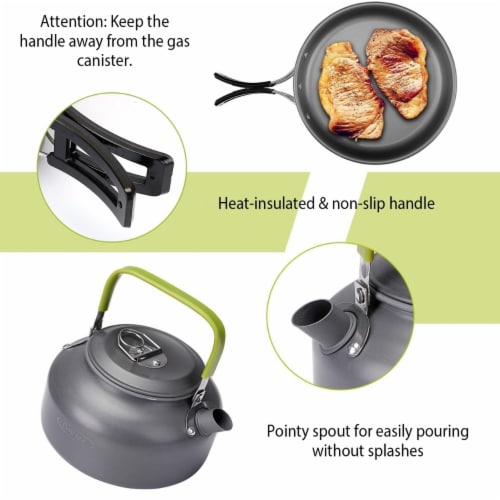 12Pcs Camping Cookware Set Aluminum Pot Kettle Frying Pan
