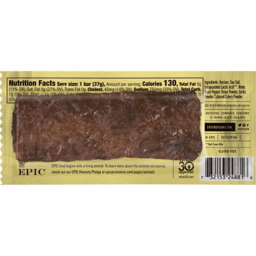 EPIC Pepper Grass Fed Venison Sea Salt Nutrition Bars Perspective: top