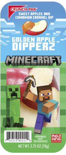 Crunch Pak® Minecraft Dipperz with Sliced Sweet Apples and Cinnamon Caramel Snack Tray Perspective: top