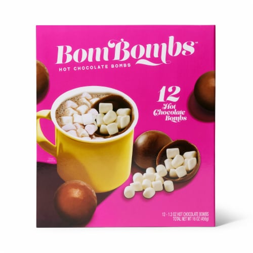 Bombombs Hot Chocolate Bombs with 12 Milk Chocolate Cocoa Bombs Filled with Mini Marshmallows Perspective: top
