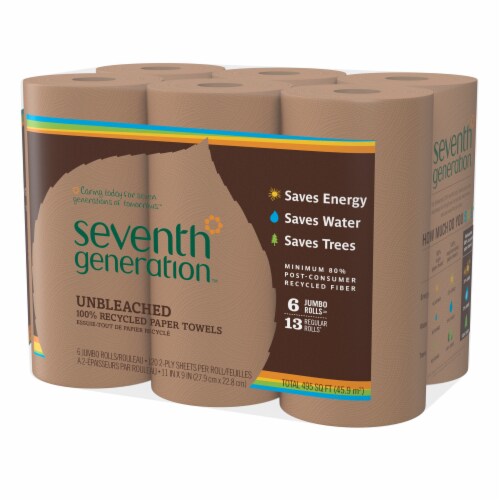 Seventh Generation Unbleached Chlorine Free Paper Towel Rolls Perspective: top