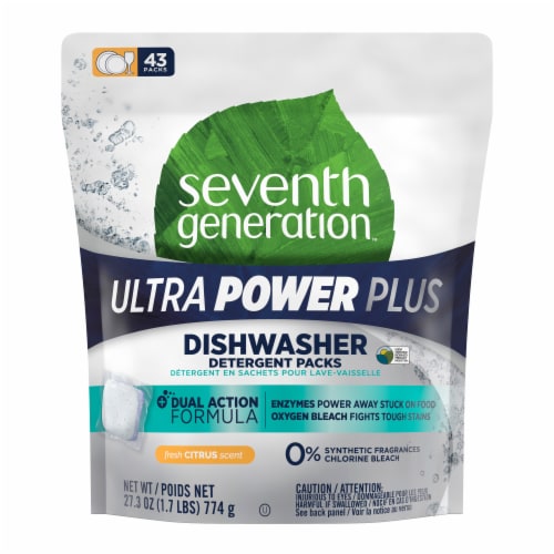 Seventh Generation™ Ultra Power Plus Fresh Citrus Scent Dishwasher Detergent Packs Perspective: top
