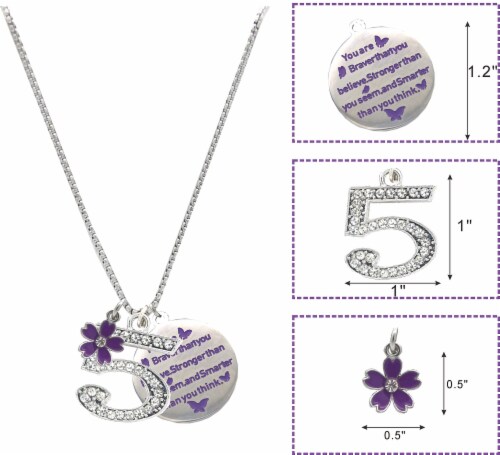 VeryMerryMakering 5th Birthday Purple Necklace, Gift for 5 yo Girl Perspective: top