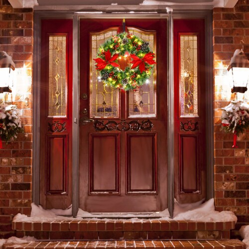 Battery operated christmas wreath with timer deals
