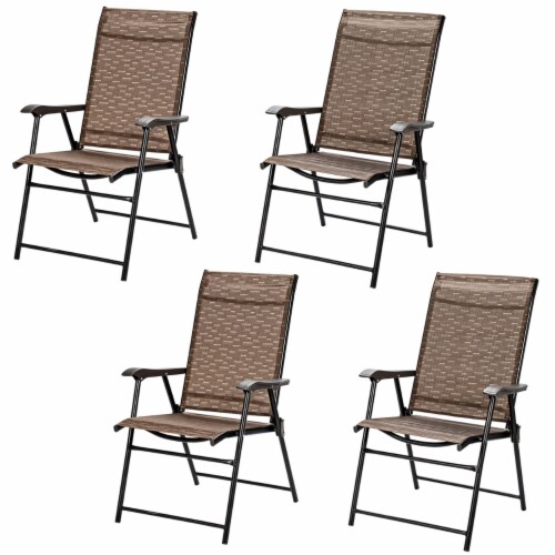 Costway 4PCS Outdoor Patio Folding Chair Camping Portable Lawn Garden W/Armrest Perspective: top