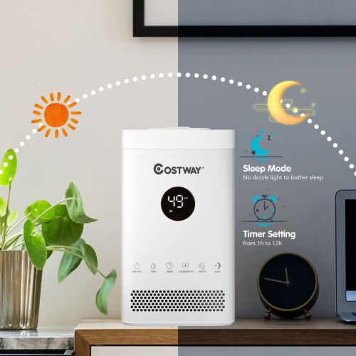 3.5L Quiet Top Fill Air Humidifier w/ 3-Level Mist Timer Sleep Mode for Bedroom Perspective: top